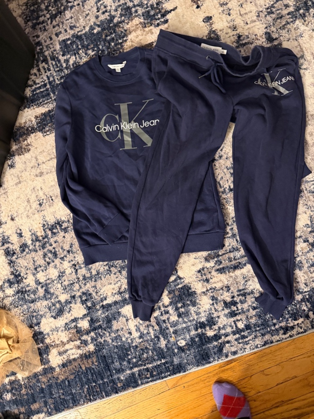 Calvin Klein Jeans Navy Logo Sweatshirt and Joggers